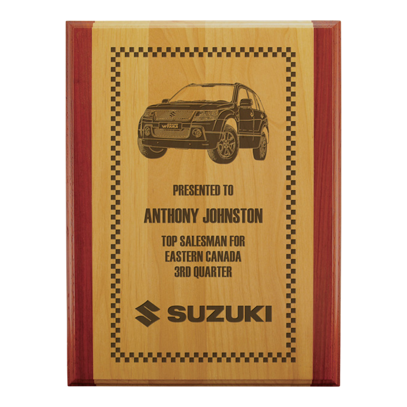 Rosewood Trim Alder Plaque with Digital Printing