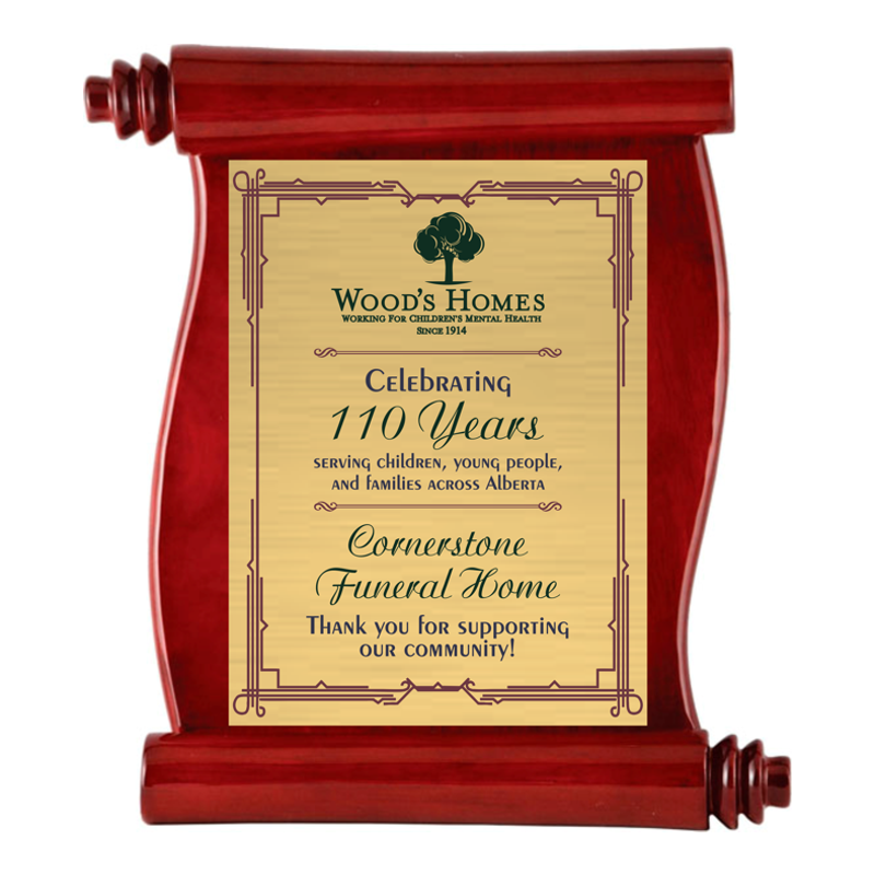 Rosewood Piano Finish Scroll Plaque