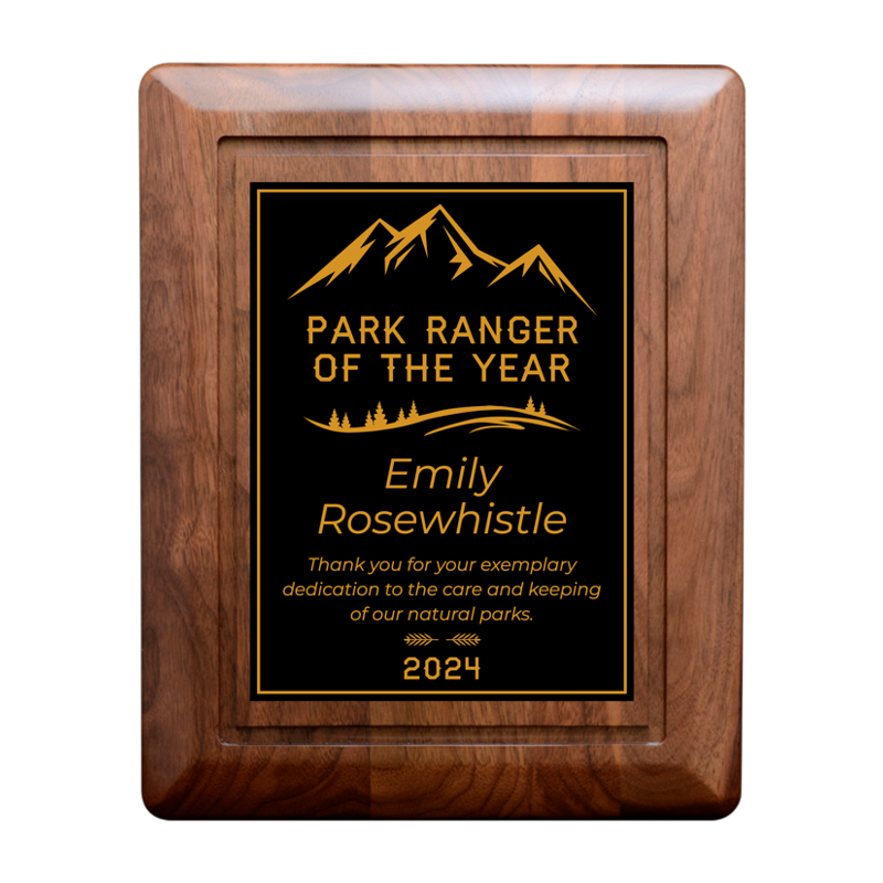 Round Edge Bevel Walnut Plaque