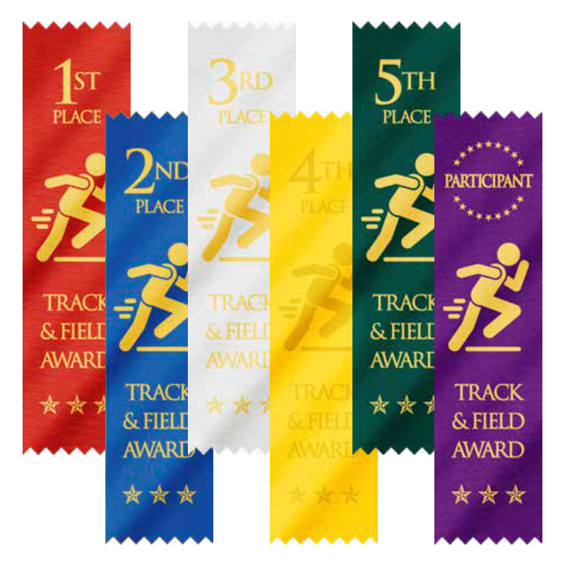 Track & Field Ribbons (P) - 1st-5th, Participant