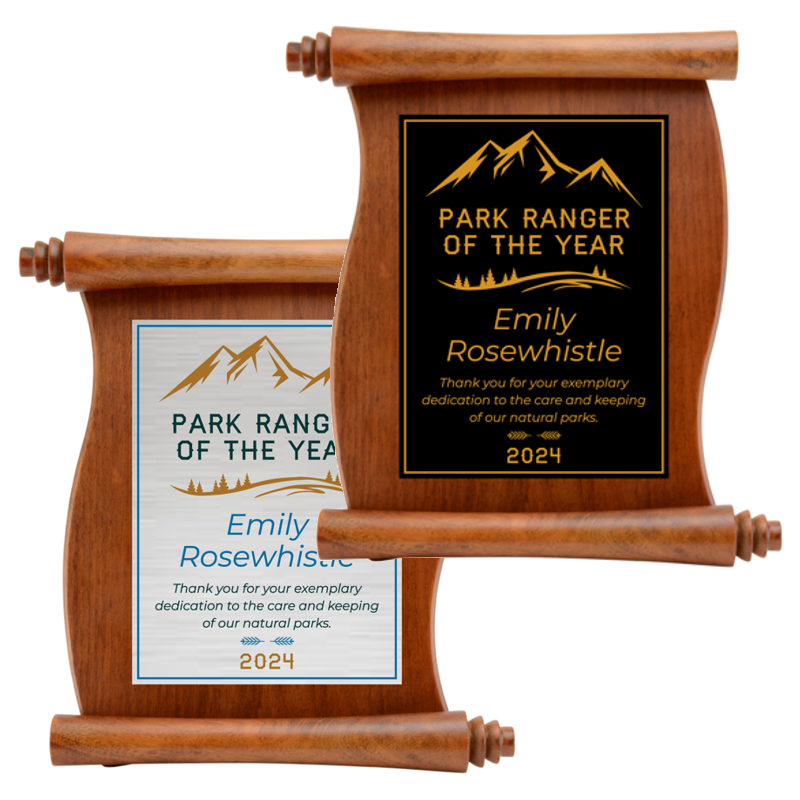 Walnut Finish Scroll Plaque