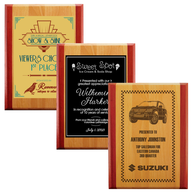 Rosewood Trim Alder Plaque with Digital Printing
