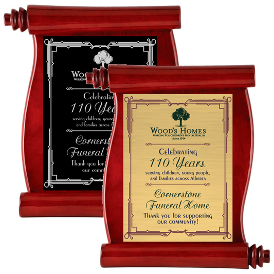 Rosewood Piano Finish Scroll Plaque
