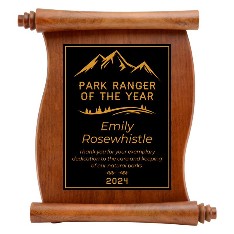 Walnut Finish Scroll Plaque