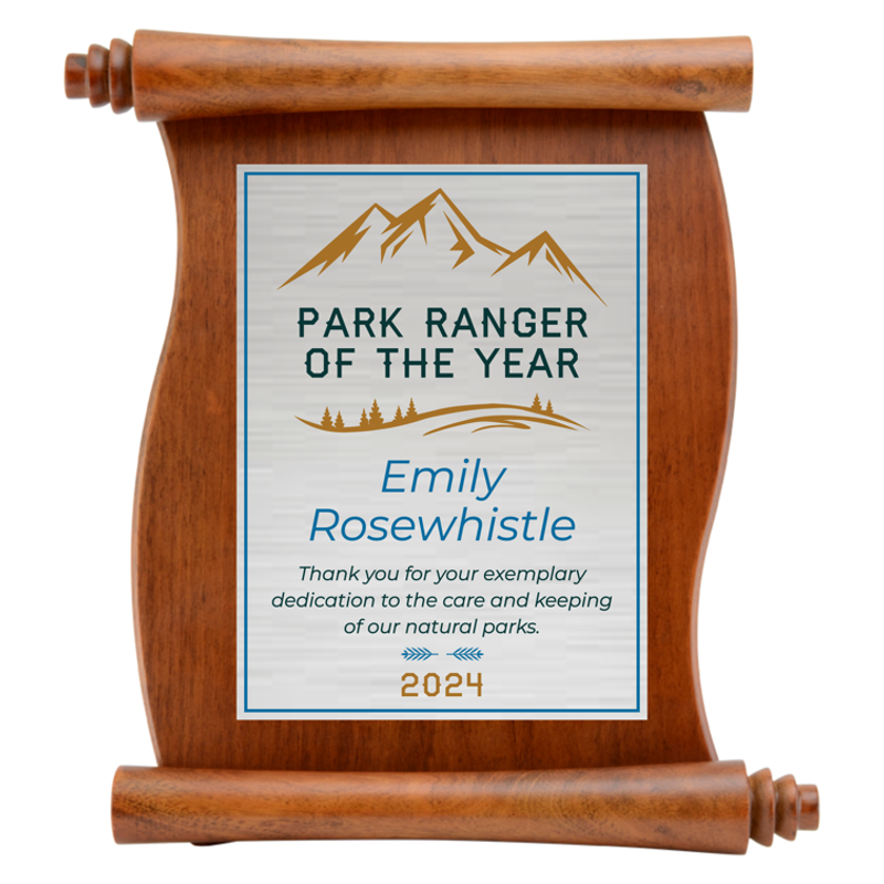 Walnut Finish Scroll Plaque