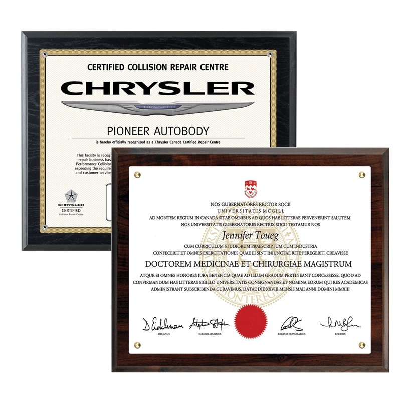 Recessed Laminate Certificate Holder