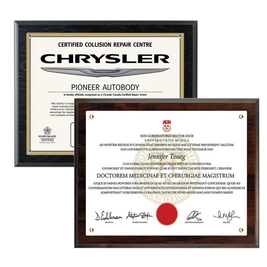 Recessed Laminate Certificate Holder