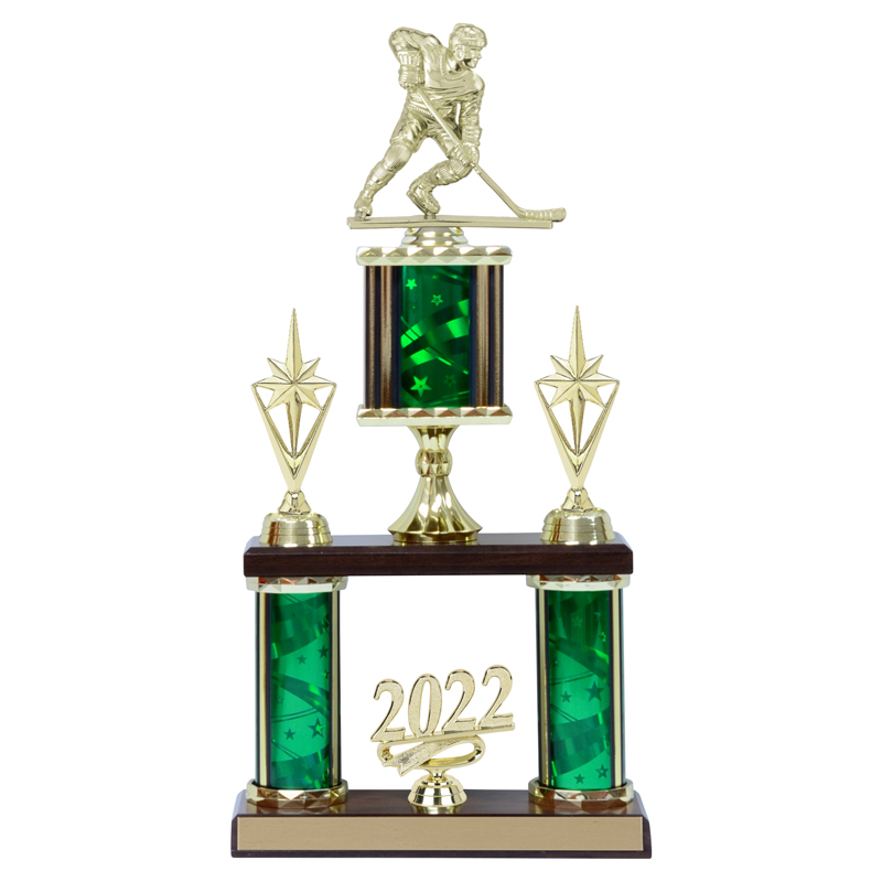 Double 2 Post Column Trophy with Wood Base