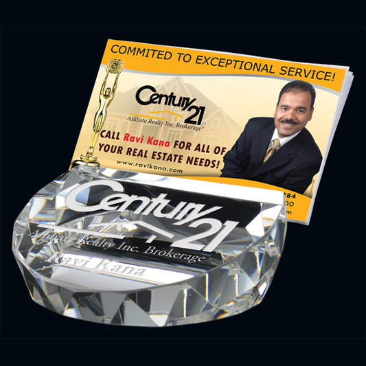 Mount Rundle Crystal Paperweight & Card Holder