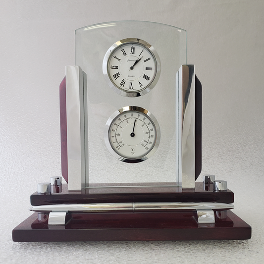 Rosewood Desk Station with Clock