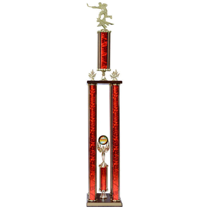 Double 4 Post Column Trophy with Wood Base