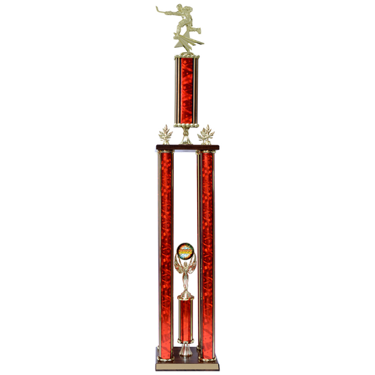 Double 4 Post Column Trophy with Wood Base