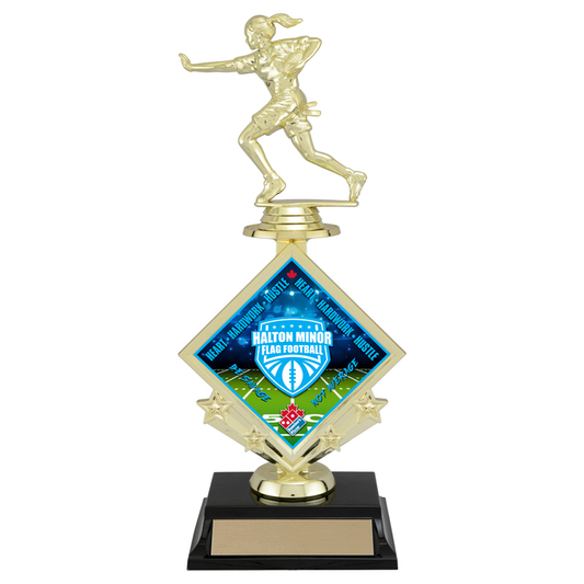 Flag Football Figure Trophy with Riser