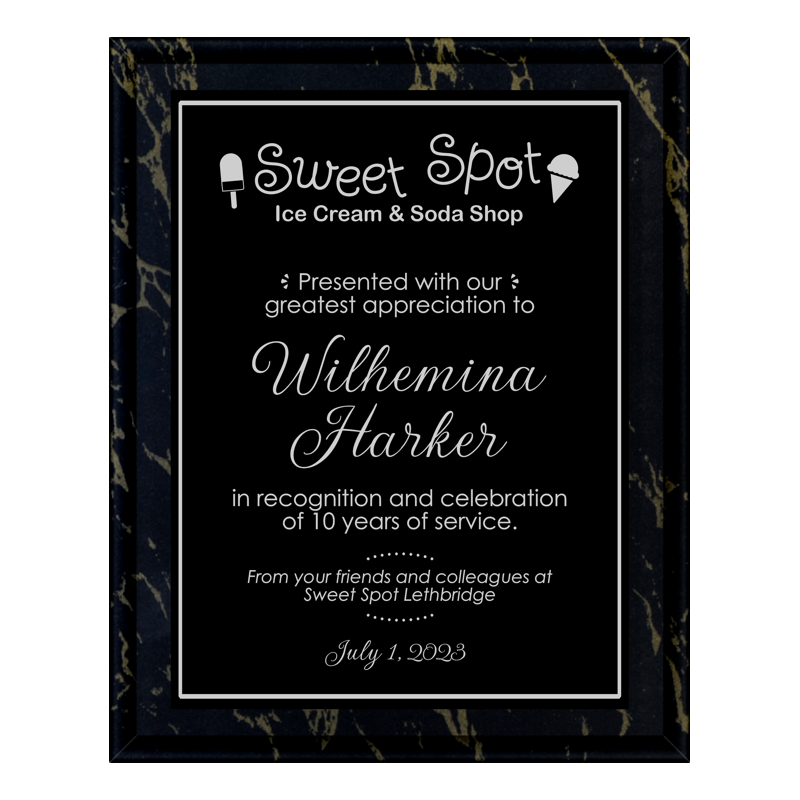 Black & Gold Marble Laminate Plaque