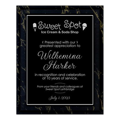 Black & Gold Marble Laminate Plaque