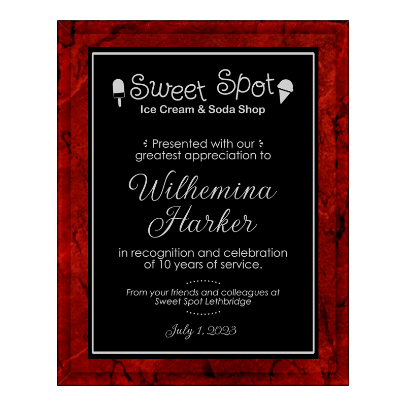 Red Marble Laminate Plaque