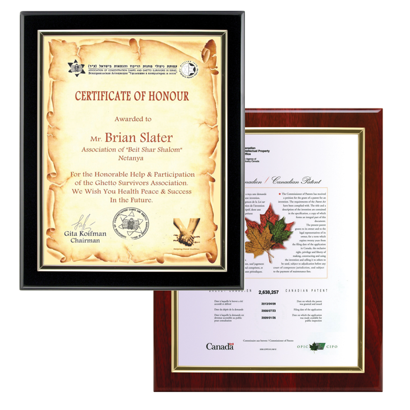 Piano Finish Certificate Holder