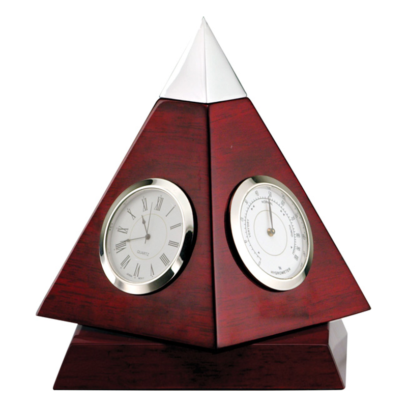 Rotating Rosewood Pyramid Clock