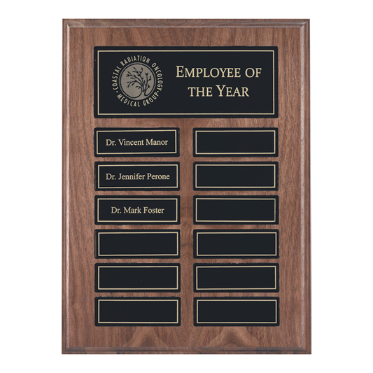 Walnut Veneer Annual Plaque with Pop-Out Plates