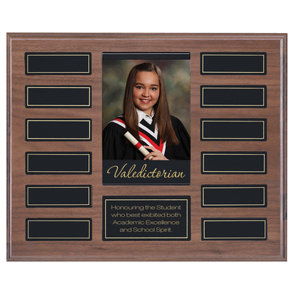 Walnut Veneer Photo Annual Plaque with Pop-Out Plates